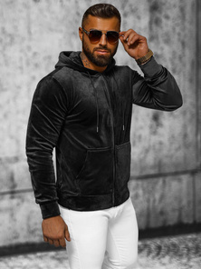 Sudadera velour de hombre negra OZONEE JS/8B1168/3