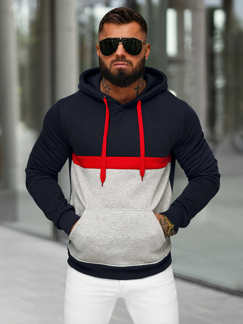 Sudadera de hombre azul marino OZONEE JS/8B1319/25