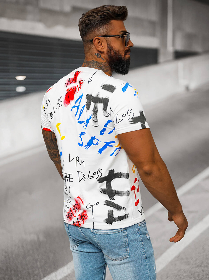 Camiseta de hombre blanco OZONEE JS/8T1211/1