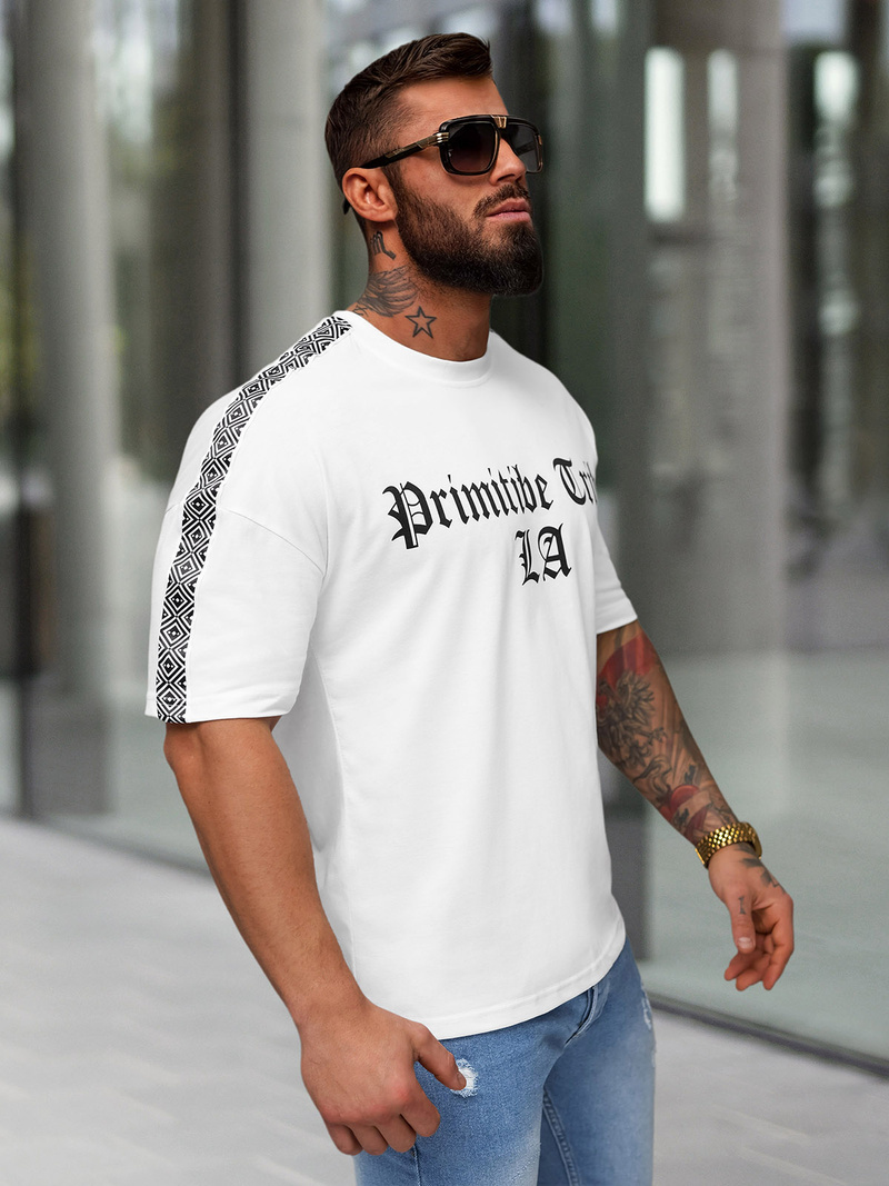 Camiseta de hombre blanco OZONEE JS/8B1380/1