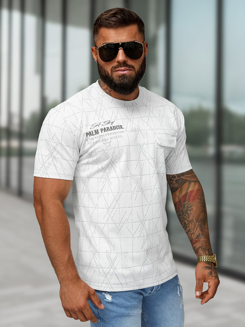 Camiseta de hombre blanco OZONEE O/QQ1530