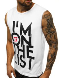 Camiseta sin mangas de hombre blanco OZONEE JS/KS2078
