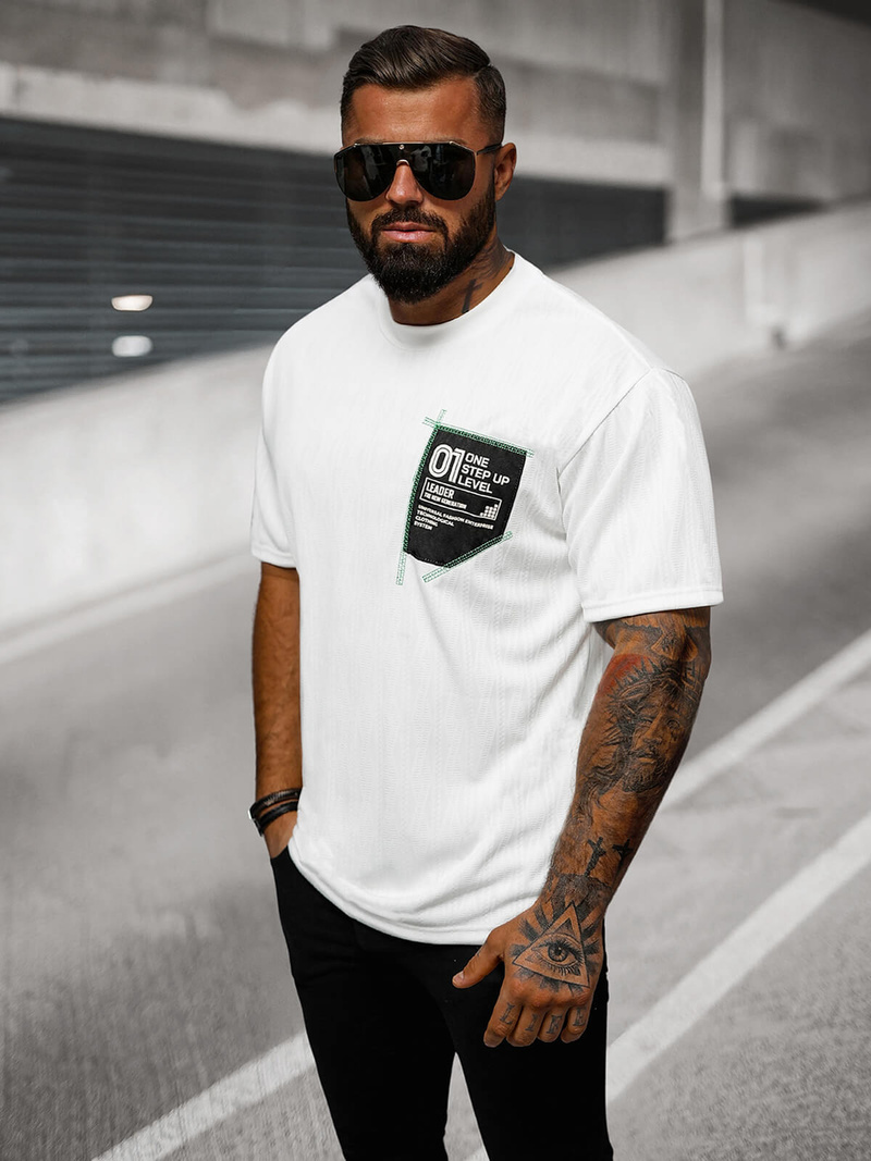 Camiseta de hombre blanca OZONEE O/3C333