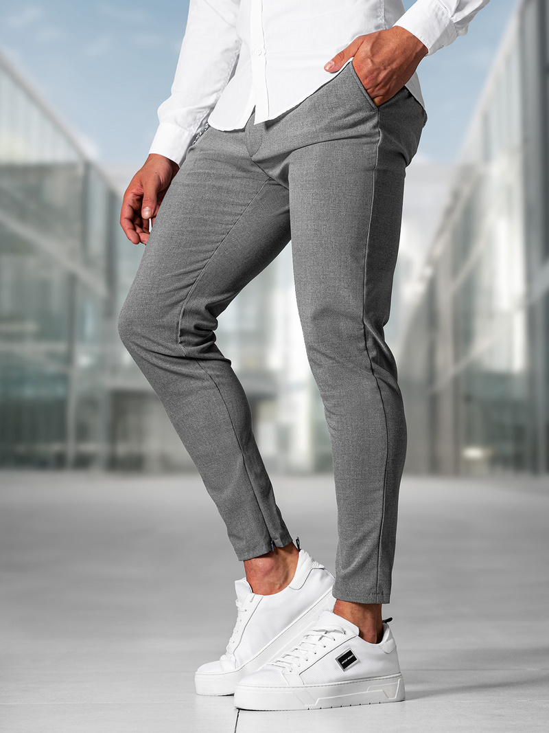 Pantalón chino de hombre gris oscuro OZONEE DJ/3300Z