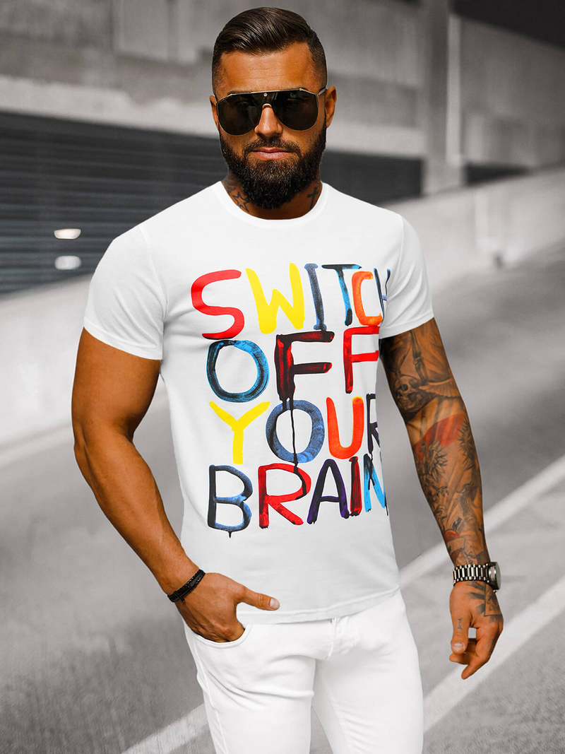 Camiseta de hombre blanca OZONEE O/T125/1Z