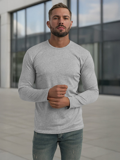 Camiseta de manga larga de hombre gris OZONEE JS/DB71/2