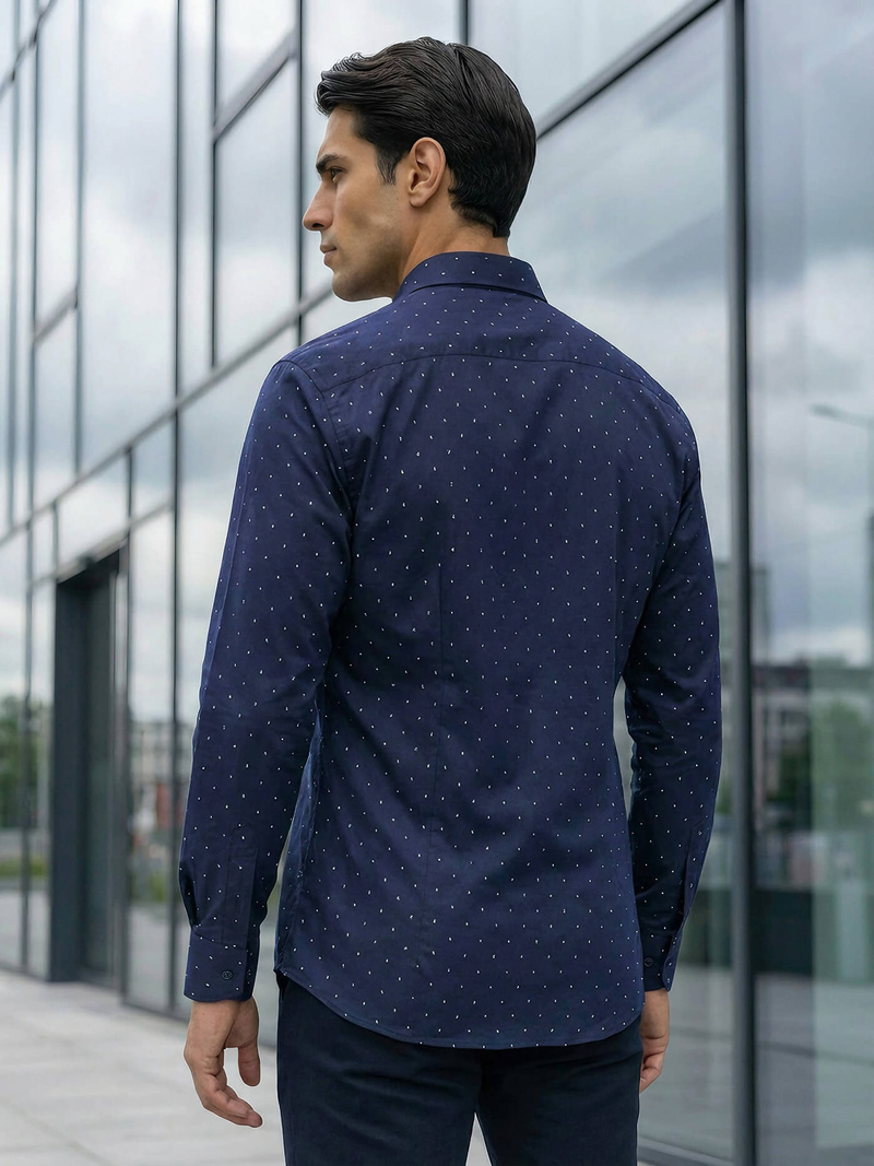 Camisa de hombre azul marino OZONEE V/V181Z