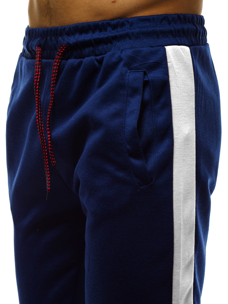 Pantalón de chándal de hombre azul-blanco OZONEE JS/JZ11007