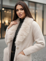 Abrigo de mujer beige OZONEE JS/53M5200/155Z