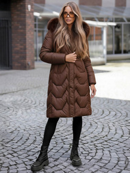 Chaqueta de mujer en chocolate OZONEE JS/5M3229/158