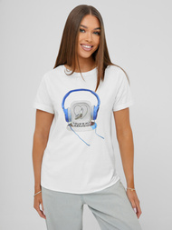 Camiseta de mujer blanco-azul OZONEE DJ77806