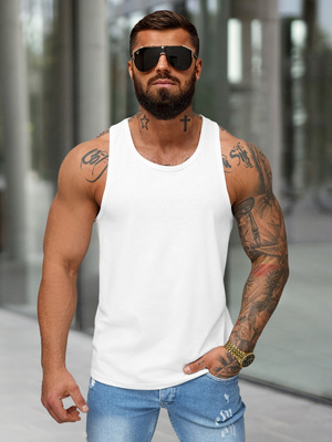 Camiseta sin mangas de hombre blanco OZONEE JS/99002Z