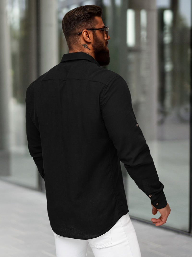 Camisa de hombre negra OZONEE O/V144