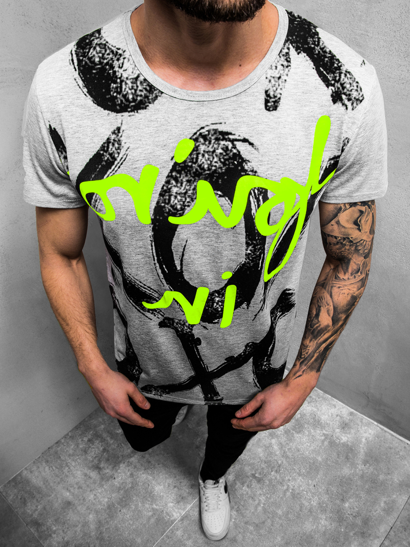 Camiseta de hombre gris OZONEE JS/KS1985Z