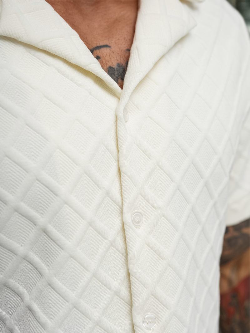 Camisa de hombre con manga corta crudo OZONEE O/B2257