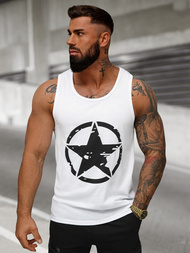 Camiseta sin mangas de hombre blanca OZONEE JS/8B1706/1Z