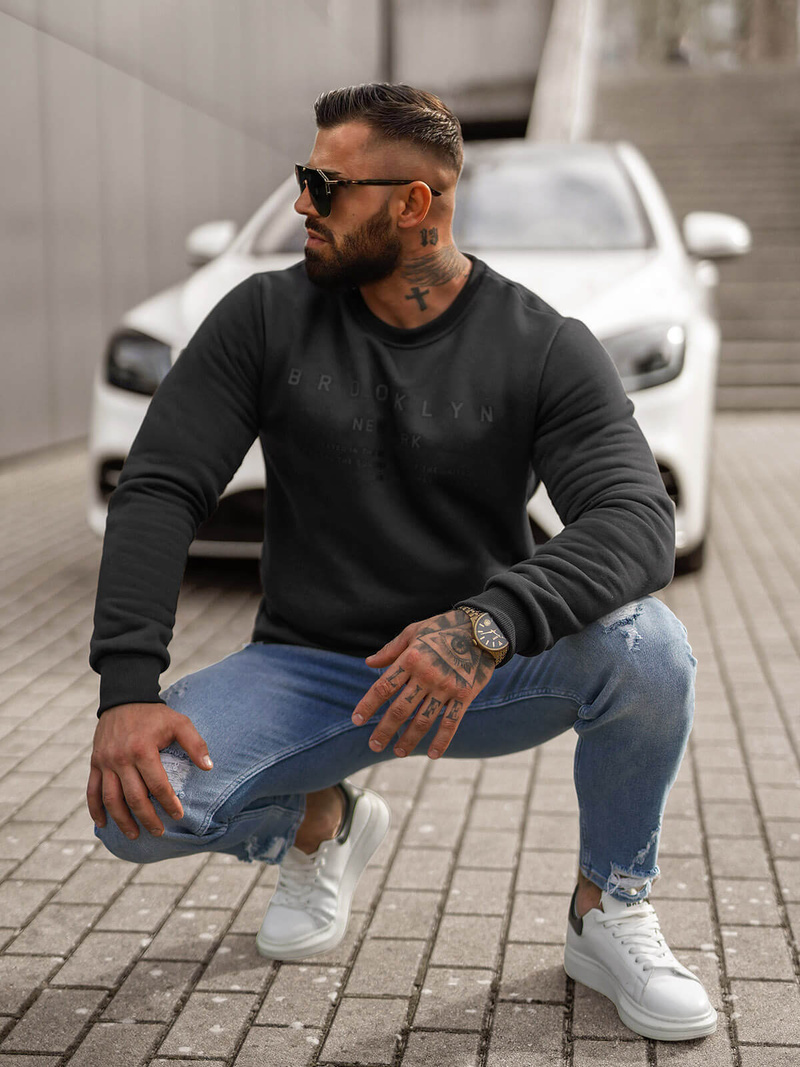 Sudadera de hombre negra OZONEE JS/8B1360/3