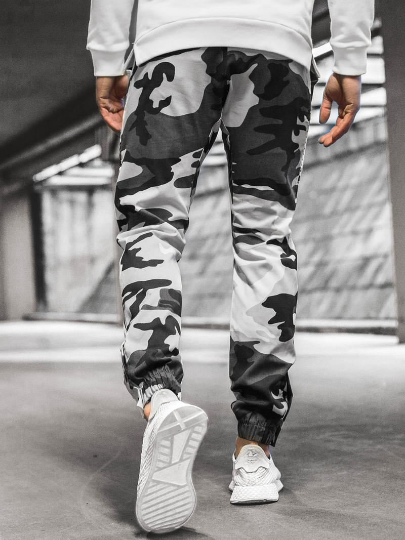 Pantalón chino jogger de hombre negro-blancos OZONEE A/0952