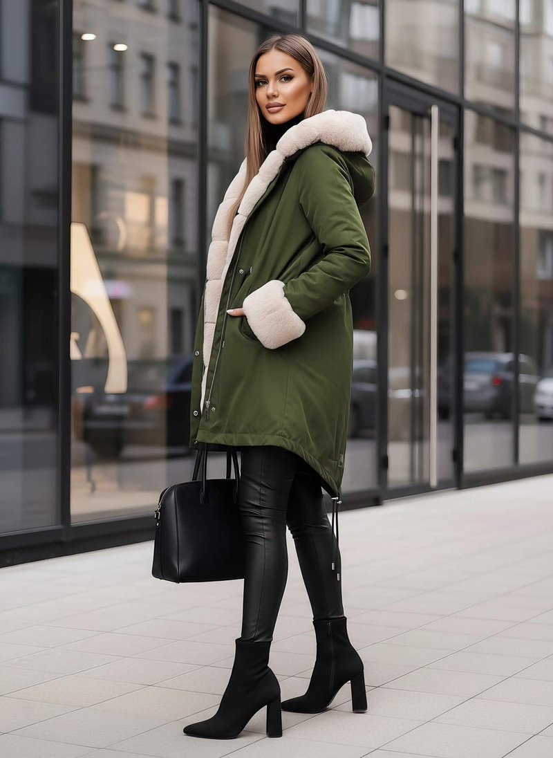 Chaqueta de mujer en verde OZONEE JS/M763/136Z