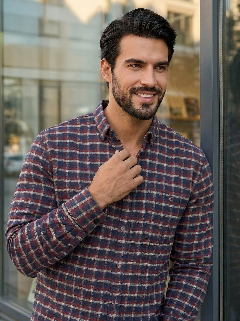 Camisa de hombre burdeos OZONEE V/V176Z