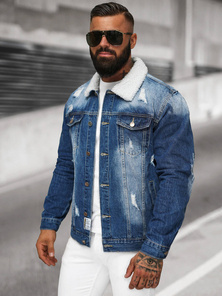 Chaqueta vaquera de hombre sherpa azul OZONEE NB/MJ502BZ