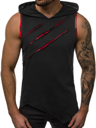 Camiseta sin mangas de hombre negro-roja OZONEE O/1254Z