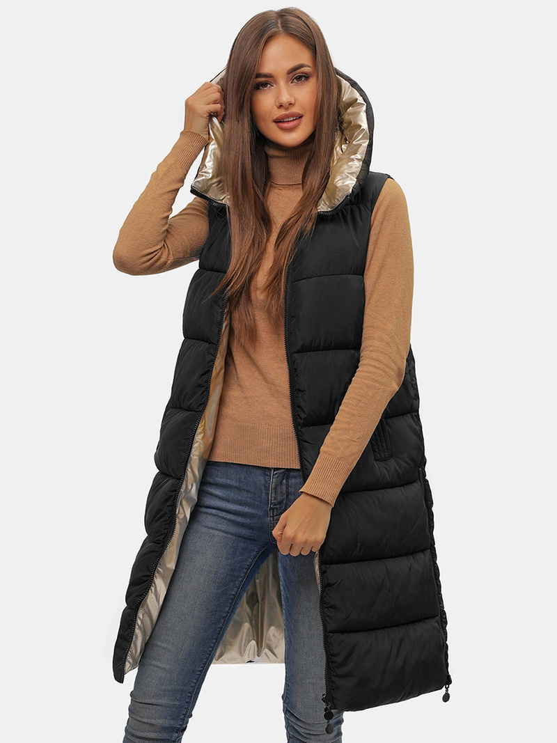 Chaleco de mujer negro-dorada OZONEE O/H1121/99