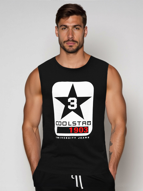 Camiseta sin mangas de hombre negra OZONEE JS/8B1719/3