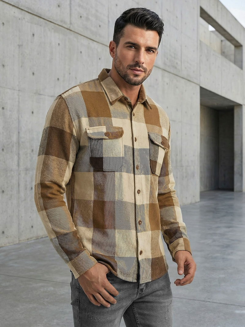 Camisa de hombre camel OZONEE NB/MC728KZ