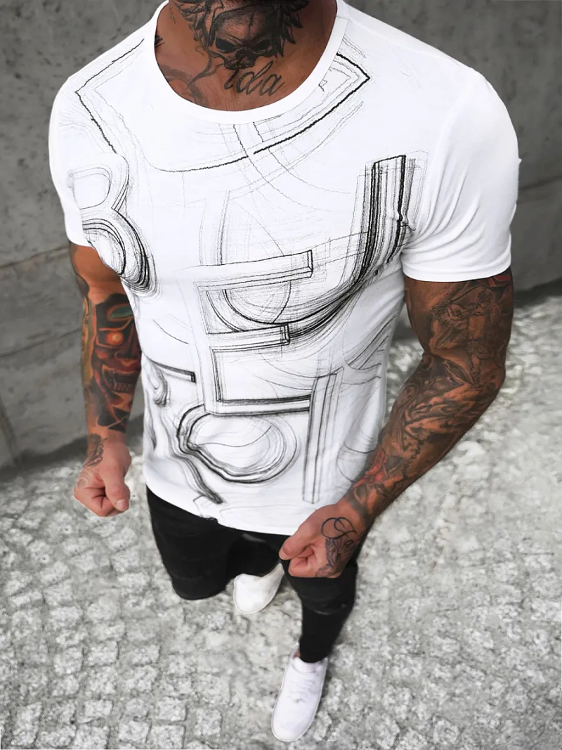 Camiseta de hombre blanca OZONEE O/T132/1