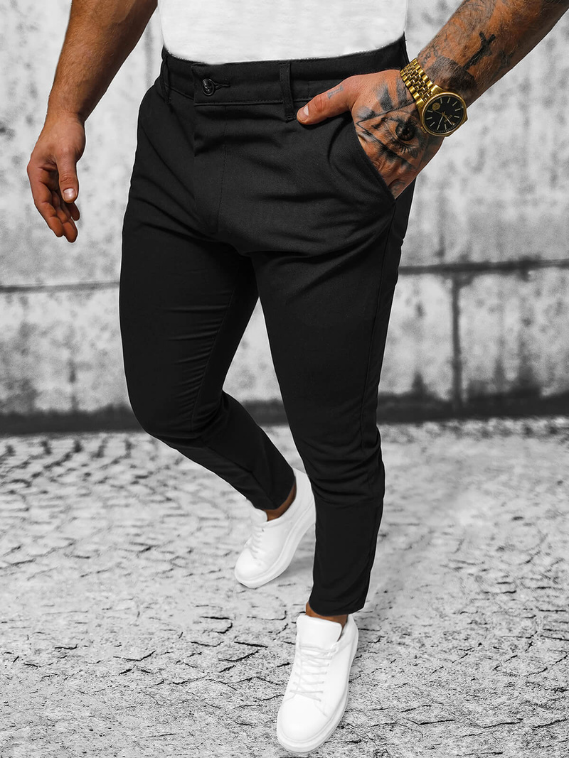 Pantalón chino de hombre negras OZONEE O/4000