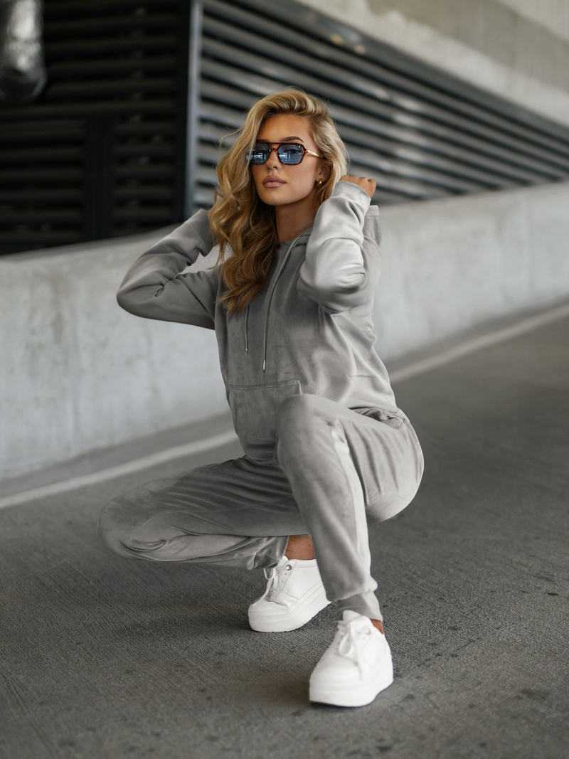 Chándal velour de mujer de gris OZONEE JS/8C1301/2