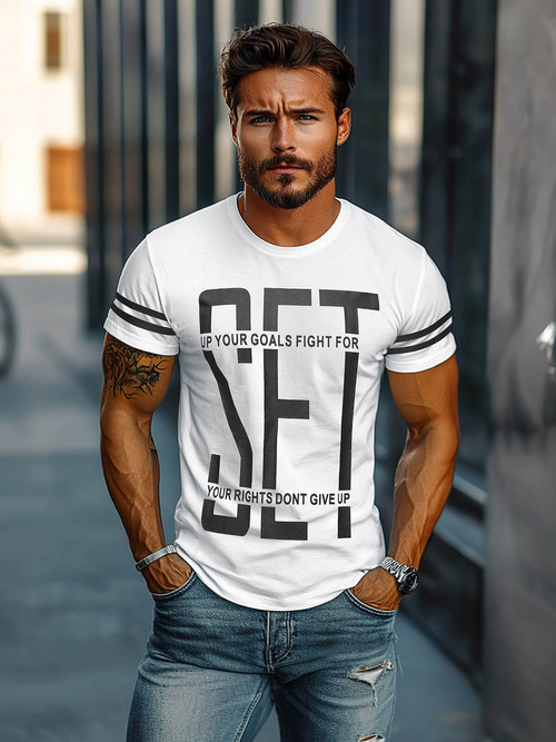 Camiseta de hombre blanca OZONEE O/8T1275/1Z