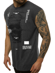 Camiseta sin mangas de hombre grafita-blanca OZONEE MACH/M1212