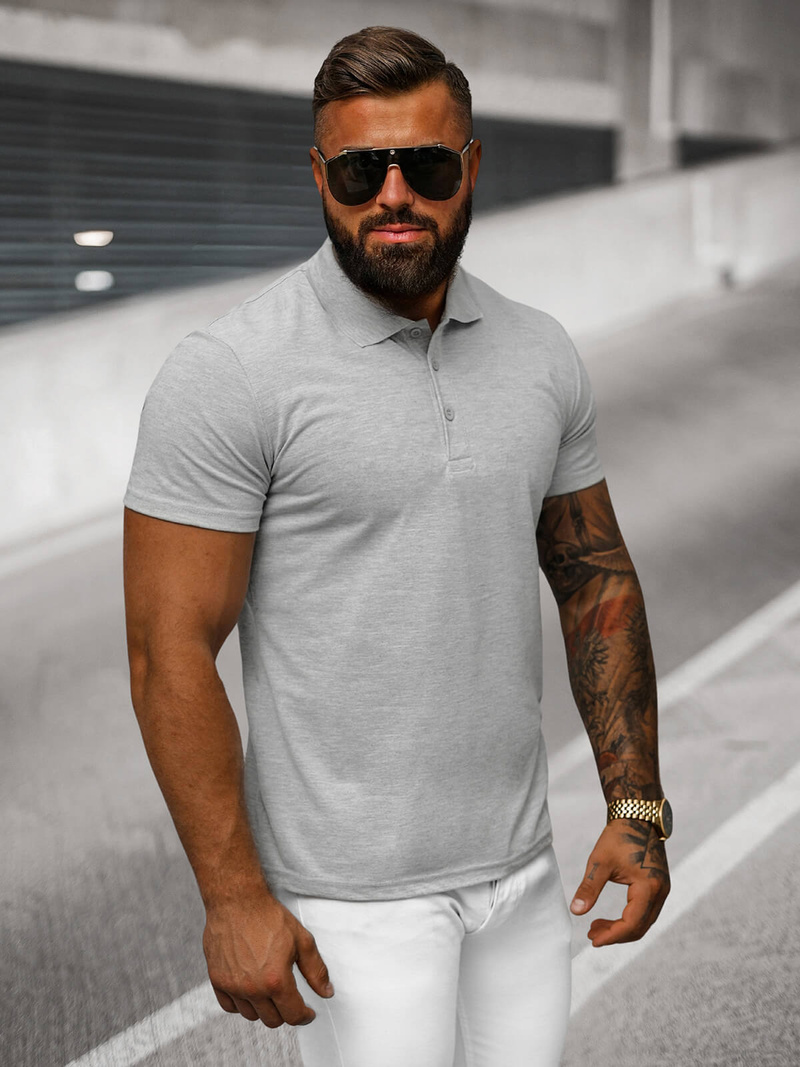 Polo de hombre gris OZONEE JS/8T80/2Z
