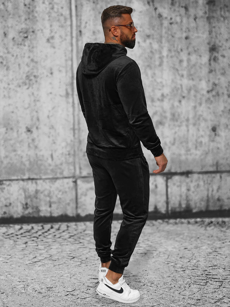 Chándal velour de hombre negro OZONEE JS/8C1169/3