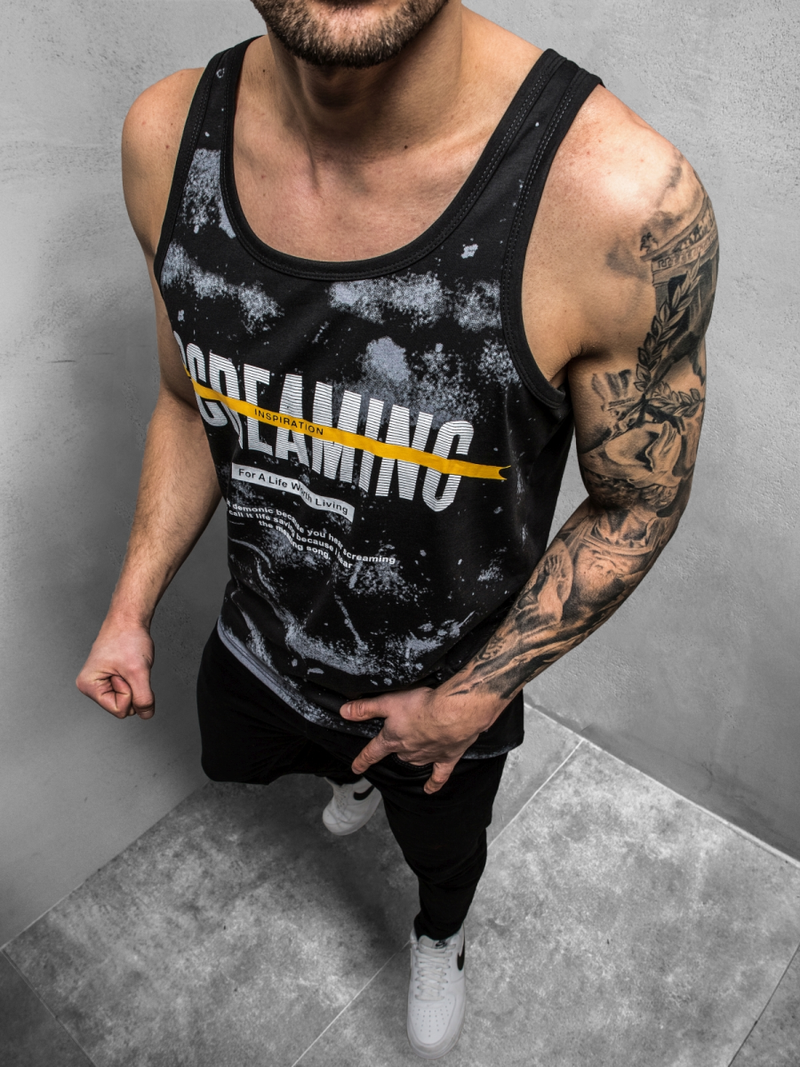 Camiseta sin mangas de hombre negra OZONEE JS/SS11053Z