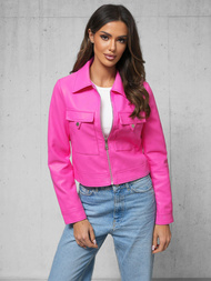 Chaqueta de cuero para mujer rosa OZONEE O/G117