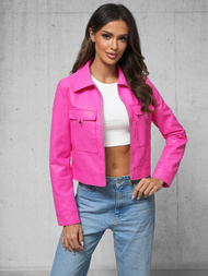 Chaqueta de cuero para mujer rosa OZONEE O/G117