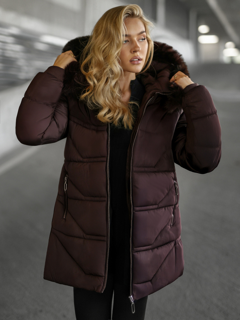 Chaqueta de mujer en chocolate OZONEE JS/16M9275/158