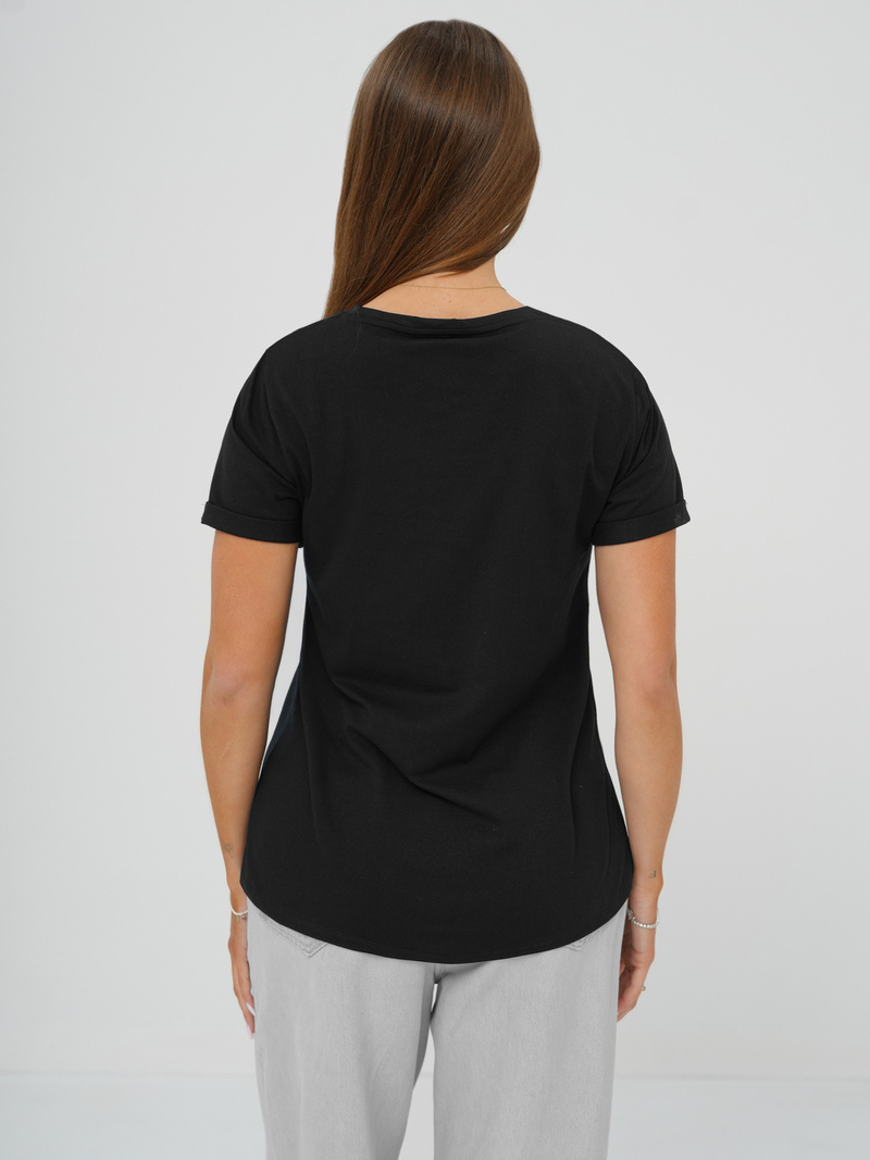Camiseta de mujer negra OZONEE DJ77806