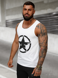 Camiseta sin mangas de hombre blanca OZONEE JS/8B1706/1Z