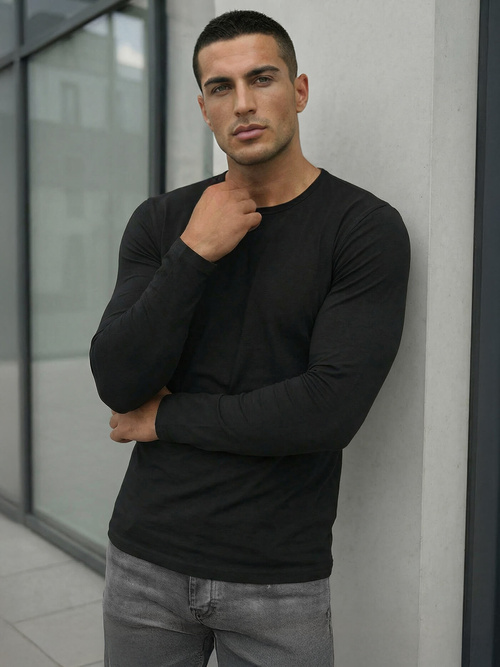 Camiseta de manga larga de hombre negra OZONEE JS/DB71/1