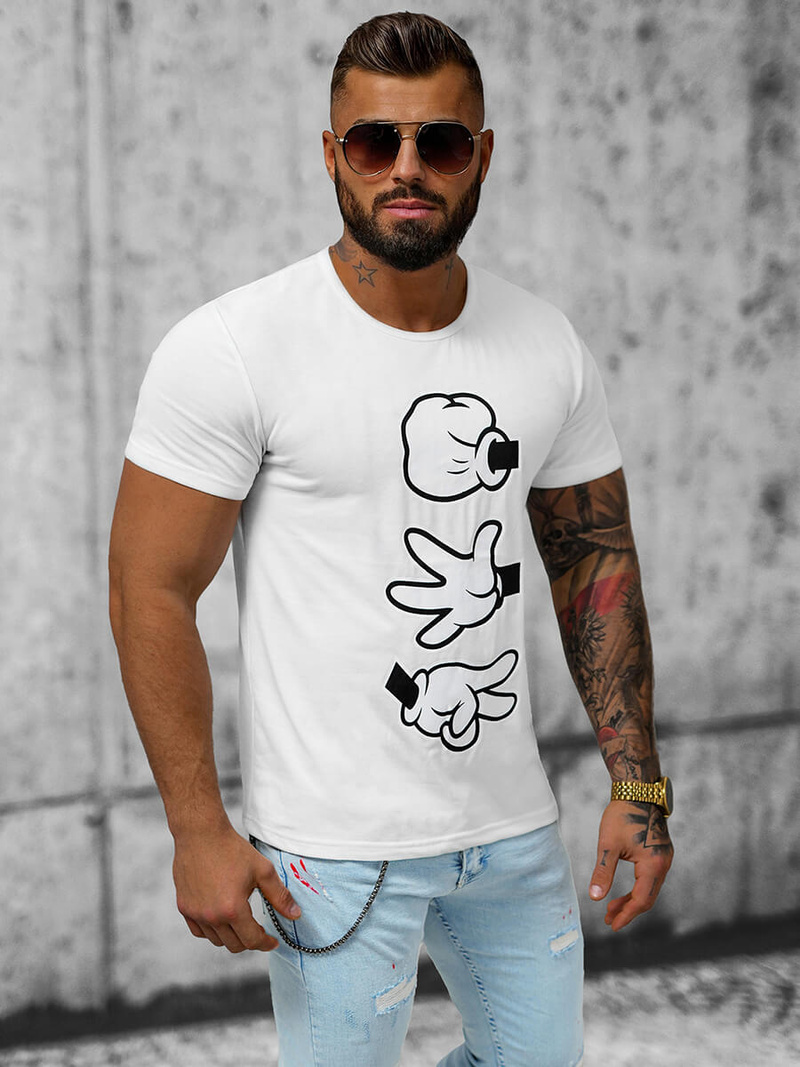 Camiseta de hombre blanco OZONEE JS/KS1997Z