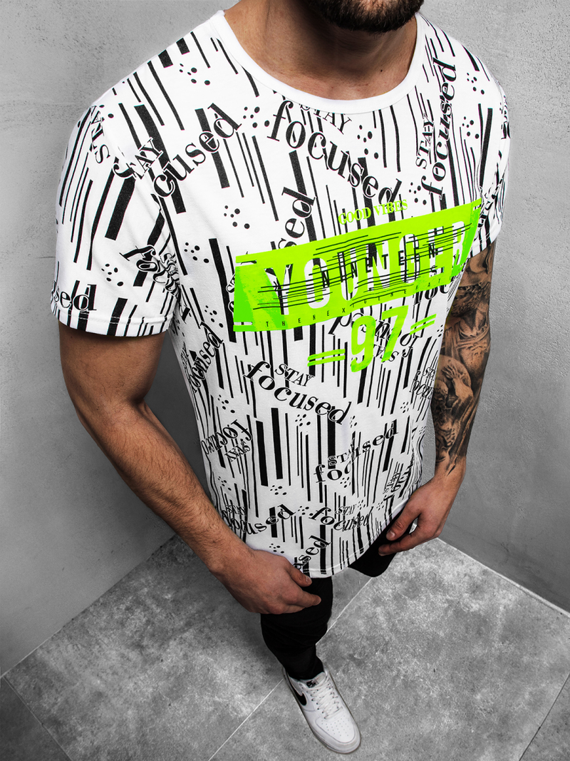 Camiseta de hombre blanco OZONEE JS/KS1993Z