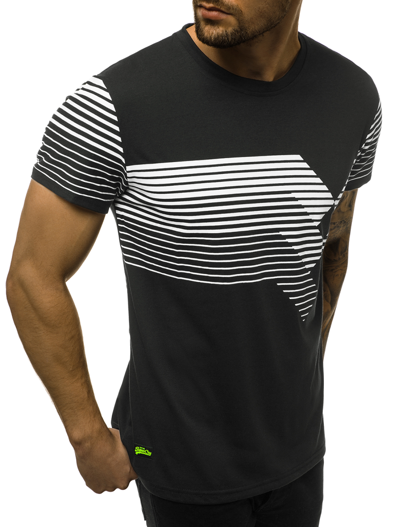 Camiseta de hombre negra OZONEE JS/KS2058