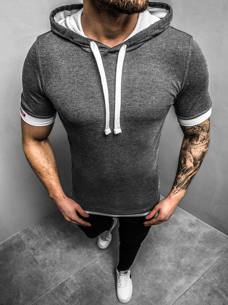 Camiseta de hombre gris oscuro OZONEE O/1273Z