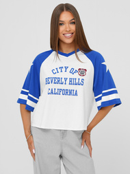 Camiseta de mujer blanco-azul OZONEE JS/R62493