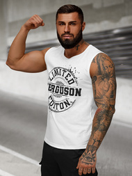 Camiseta sin mangas de hombre blanca OZONEE JS/8B1725/1Z