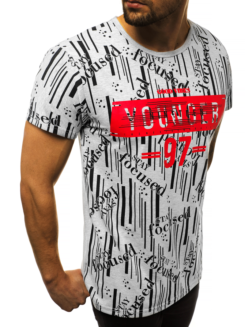 Camiseta de hombre gris OZONEE JS/KS1993